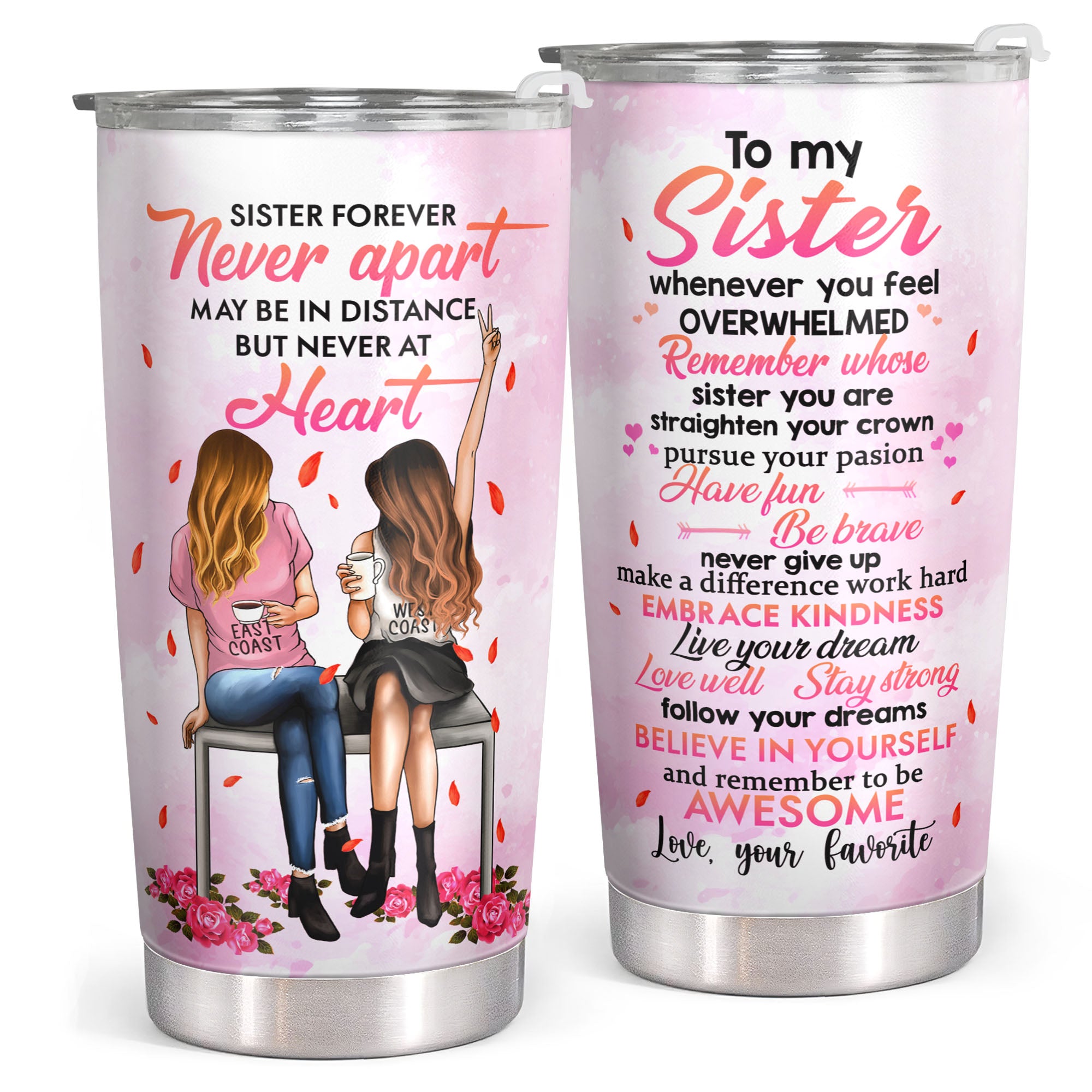 Sister Tumbler-Sisters Gift from Sister,Pink Cute