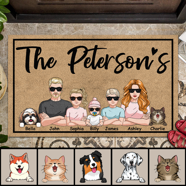 Pawzity Personalized Doormat, Gifts For Pet Lovers, The Peterson's Cool Family Outdoor Door Mat