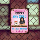 Pawzity Metal Yard Sign, Gifts For Pet Lovers, Welcome To My She Shed My Shed My Rules Pink Welcome Signs