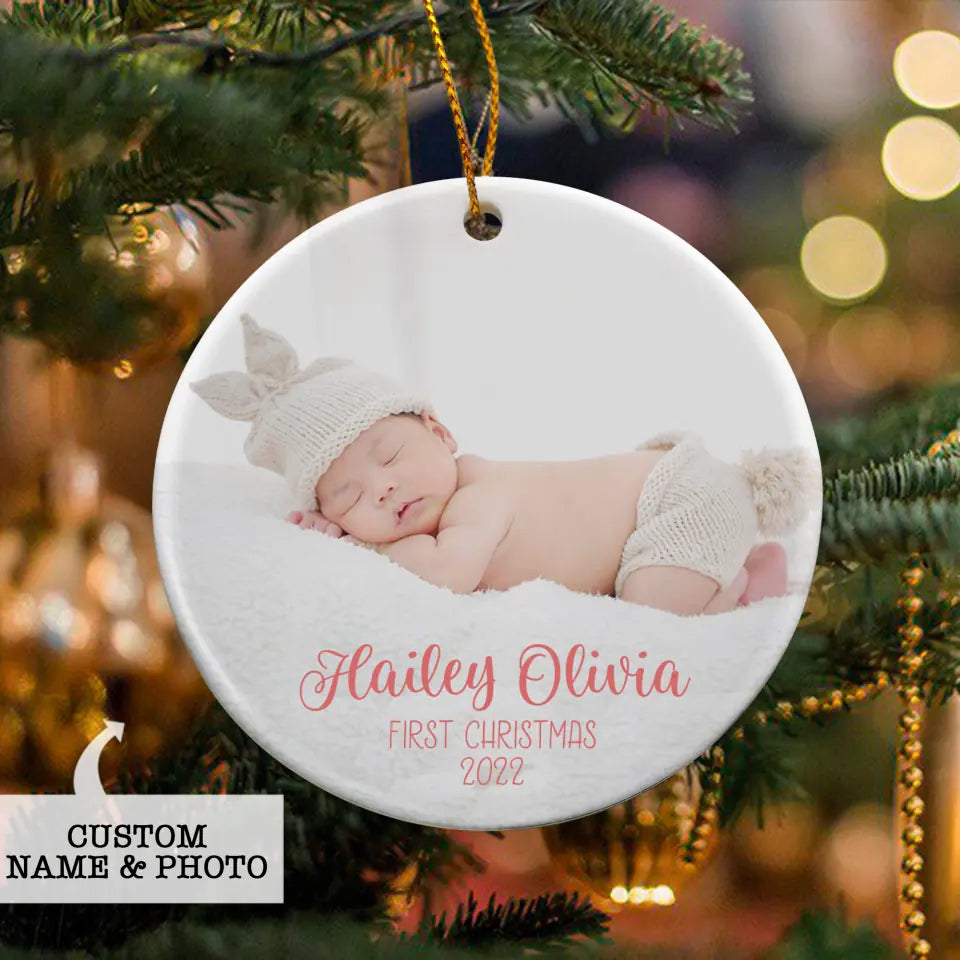 Baby first ornament deals personalized