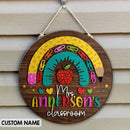 Personalized Teacher Door Sign, Teacher Name Sign, Back To School Gift, Teacher Gifts, Rainbow Teacher Sign For Door, Teacher Door Hanger
