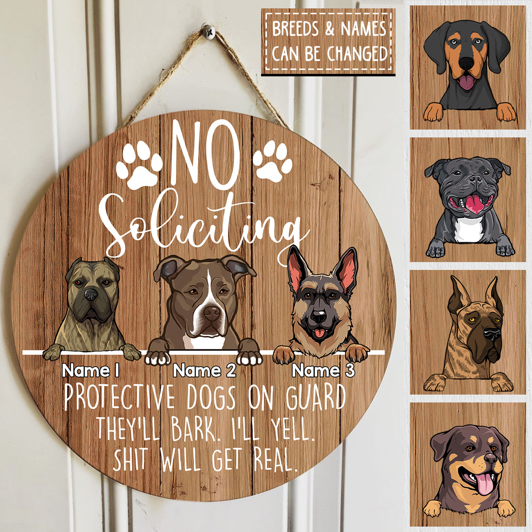Designer Paws, No Soliciting No Trespassing Beware Of Dog Wall Or Door Sign - Black / Small (2" X 5