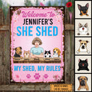 Pawzity Metal Yard Sign, Gifts For Pet Lovers, Welcome To My She Shed My Shed My Rules Pink Welcome Signs