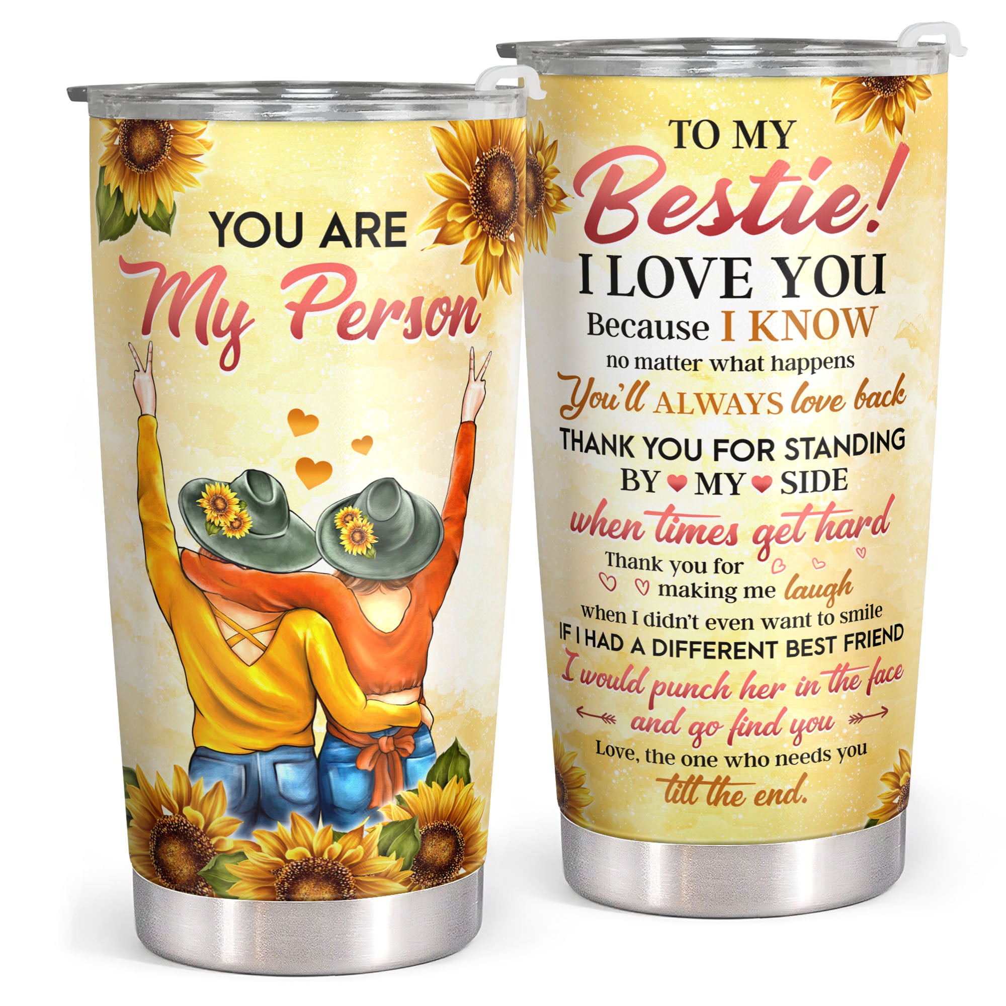 20oz Purple & White You Are My Best Friend Travel Tumbler