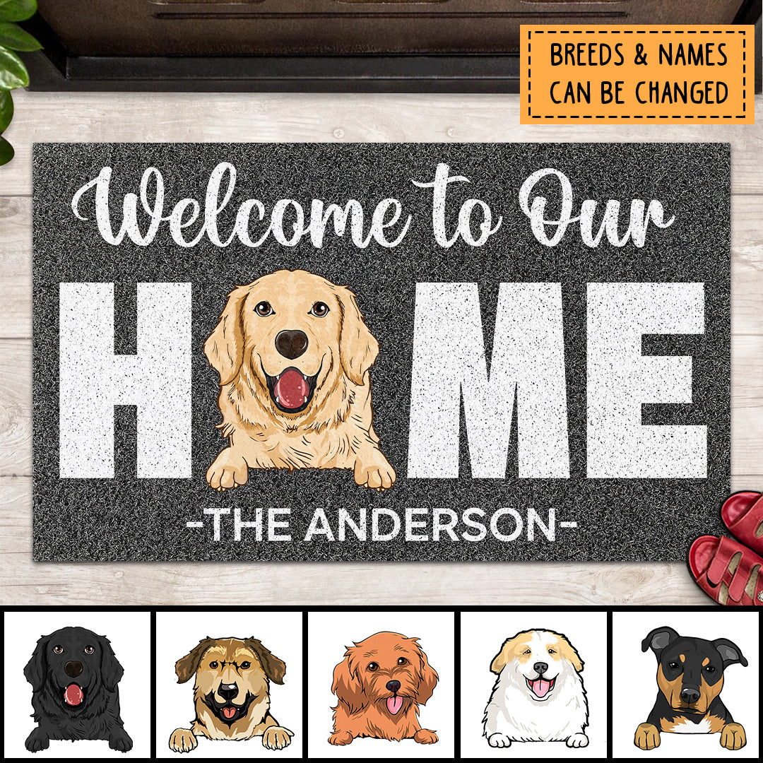 Pawzity Welcome To Our Home Personalized Doormat, Gifts For Pet Lovers,  Brown Front Door Mat