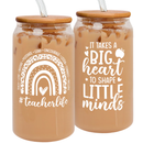 Teacher Appreciation Gifts - Thank you gift for Teacher - Teacher Gifts for Women - Teacher Birthday Gifts Ideas - Gift for Teacher - 16 OZ Can Glass