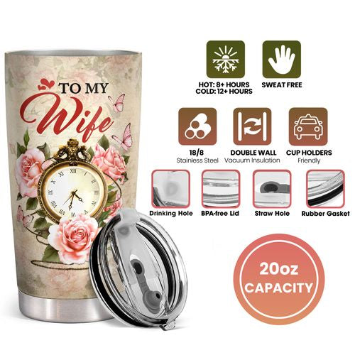 Gifts for Wife from Husband, Birthday Gifts for Wife, Her, Women, Anniversary Gifts for Wife, Wife Gifts from Husband - 20 Oz Wife Tumbler