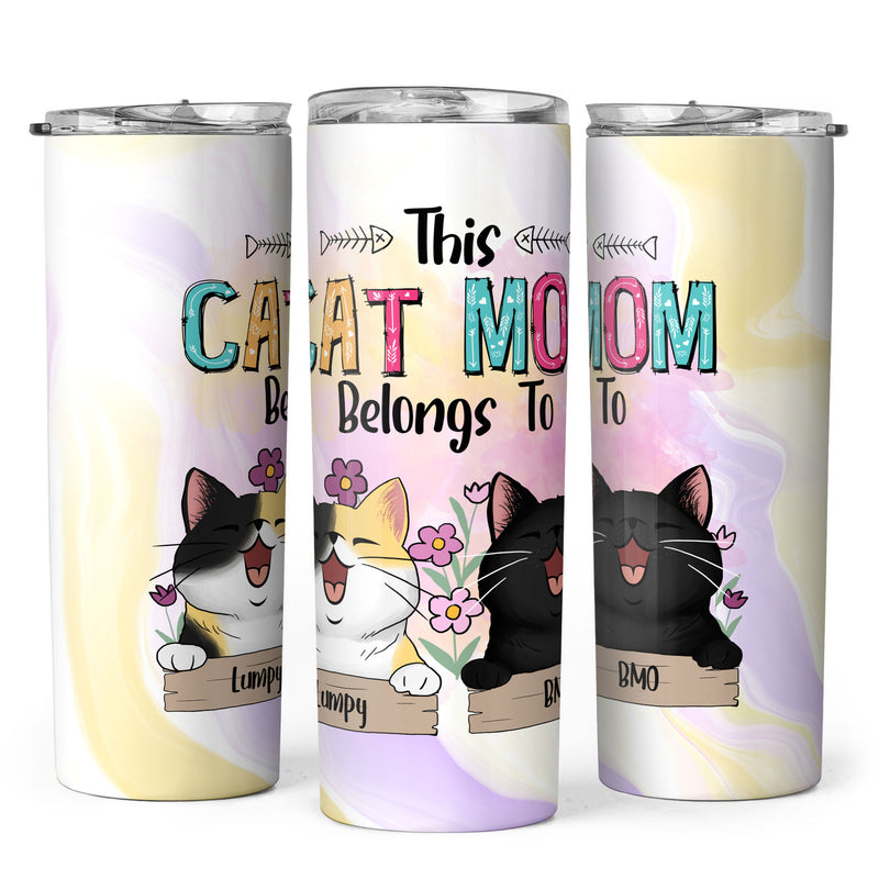 This Cat Mom Belongs To Chubby Laughing Cats Personalized Tumbler