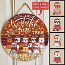 Christmas Door Decorations, Gifts For Dog Lovers, It's The Most Wonderful Time Of The Year Red Brick Wall Welcome Door Sign , Dog Mom Gifts