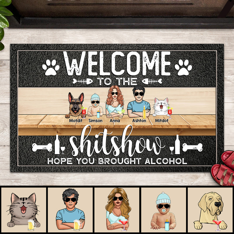 Pawzity Welcome To The Shitshow Personalized Doormat, Gifts For Pet Lovers, Cool Family & Pets Front Door Mat