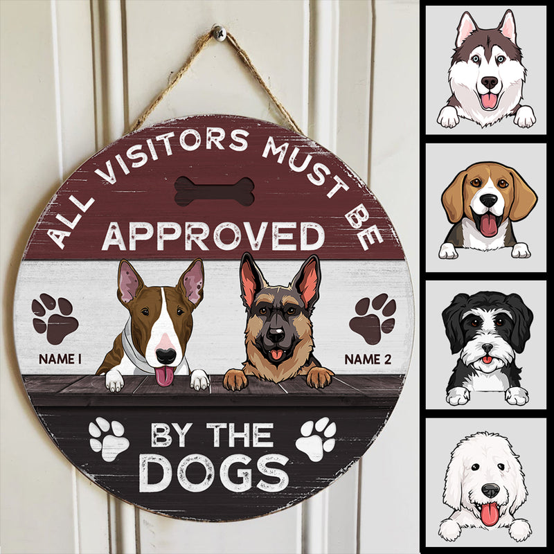 Pawzity Welcome Door Signs, Gifts For Dog Lovers, All Visitors Must Be Approved By The Dog Red & White Funny Signs , Dog Mom Gifts