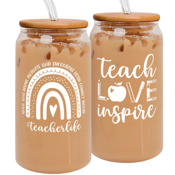 Teacher Appreciation Gifts - Thank you gift for Teacher - Teacher Gifts for Women - Teacher Birthday Gifts - Gift for Teacher - 16 OZ Can Glass