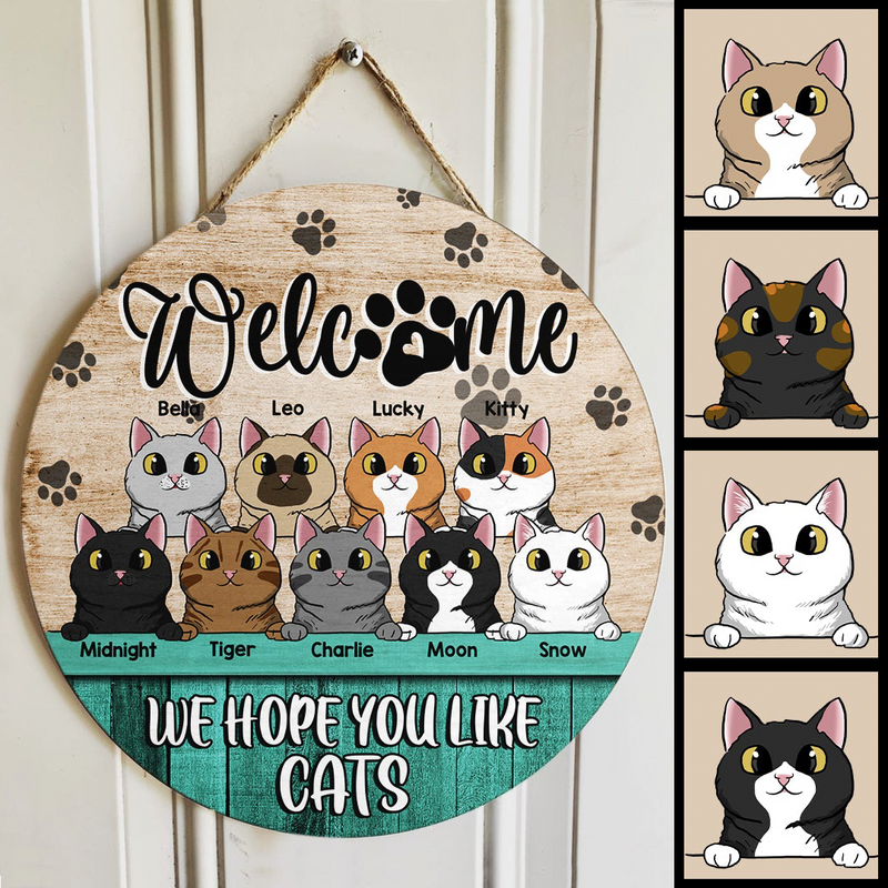Pawzity Welcome Signs For Front Door, Gifts For Cat Lovers, Hope You Like Cats , Cat Mom Gifts