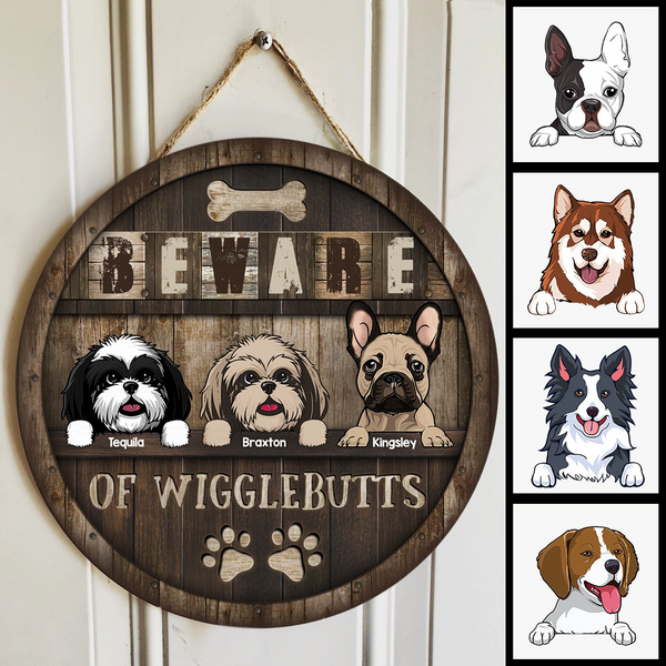 Pawzity Beware Of Wigglebutts Custom Wooden Signs, Gift For Dog Lovers, Personalized Housewarming Gifts , Dog Mom Gifts