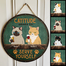Pawzity Custom Wooden Signs, Gifts For Cat Lovers, Catitude Drink CO. Serve Yourself, Personalized Housewarming Gifts , Cat Mom Gifts
