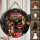 Halloween Trick Or Treat Welcome Door Signs, Scary Peeking Custom Wooden Signs, Happy Halloween Gifts For Cat Lovers , Cat Mom Gifts