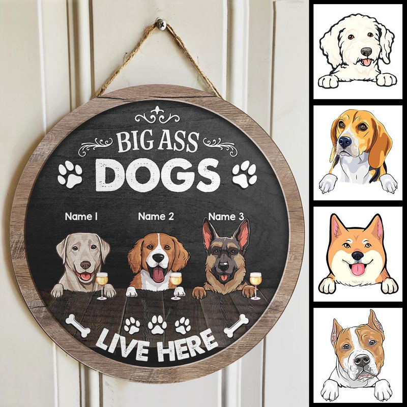 Pawzity Custom Wooden Signs, Gifts For Dog Lovers, A Big Ass Dog Lives Here Personalized Housewarming Gifts , Dog Mom Gifts