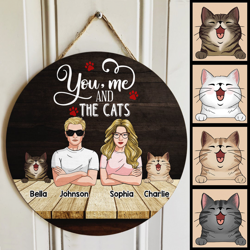Pawzity Family Name Signs, Gifts For Cat Lovers, You Me And The Cats Custom Wooden Signs , Cat Mom Gifts