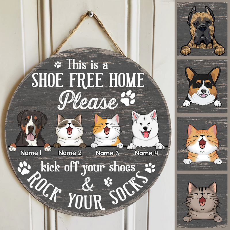 Pawzity Custom Wooden Signs, Gifts For Pet Lovers, This Is A Shoe Free Home Please Kick Off Your Shoes
