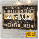 Welcome To Shitshow, Hope You Brought Alcohol, Pets At Wooden Counter Bar, Personalized Dog & Cat Canvas