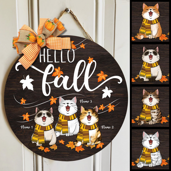 Pawzity Fall Welcome Signs, Fall Gifts For Cat Lovers, Hello Fall Welcome Sign Front Door , Cat Mom Gifts
