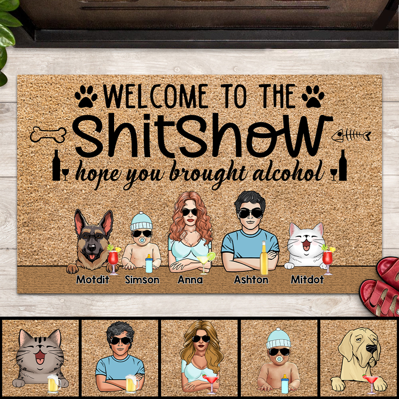 Pawzity Welcome To The Shitshow Custom Doormat, Gifts For Pet Lovers, Cool Family & Pets Front Door Mat