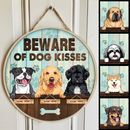 Pawzity Beware Of Dog Sign, Gifts For Dog Lovers, Blue Faded Welcome Signs For Front Door, Beware Of Dog Kiss , Dog Mom Gifts