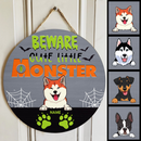 Halloween Welcome Door Signs, Gifts For Dog Lovers, Beware Cute Little Monster , Dog Mom Gifts