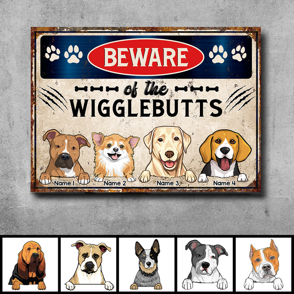 Pawzity Warning Metal Yard Sign, Gifts For Dog Lovers, Beware Of The Wigglebutts Funny Warning Sign