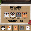 Pawzity Funny Welcome Mat, Gifts For Cat Lovers, Beware The Cats Are Shady Outdoor Door Mat