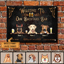 Pawzity Metal Backyard Bar Sign, Gifts For Dog Lovers, Proudly Serving Whatever You Bring Black Welcome Signs