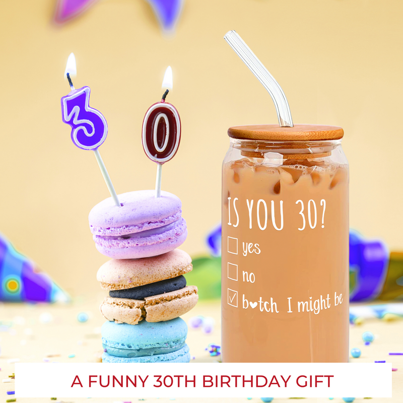 30th Birthday Gifts Ideas for Women and Men - 30th Anniversary Ideas for Her, Mom, Wife, Sister, Aunt, Best Friends - 30 Years Gifts - 16OZ Can Glass