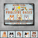 Pawzity Metal Pool Signs, Gifts For Pet Lovers, Poolside Oasis Sip Swim Relax Hawaii Style Welcome Signs