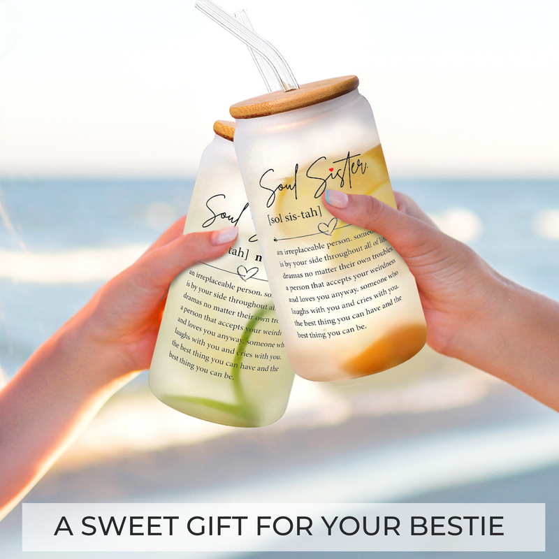 Sisters Gifts from Sister - Gifts for Sister, Big Sister Gift - Friendship Gifts for Women Friends, Gifts for Friends - Sister Birthday Gifts from Sister, Birthday Gifts for Sister - 16 Oz Can Glass