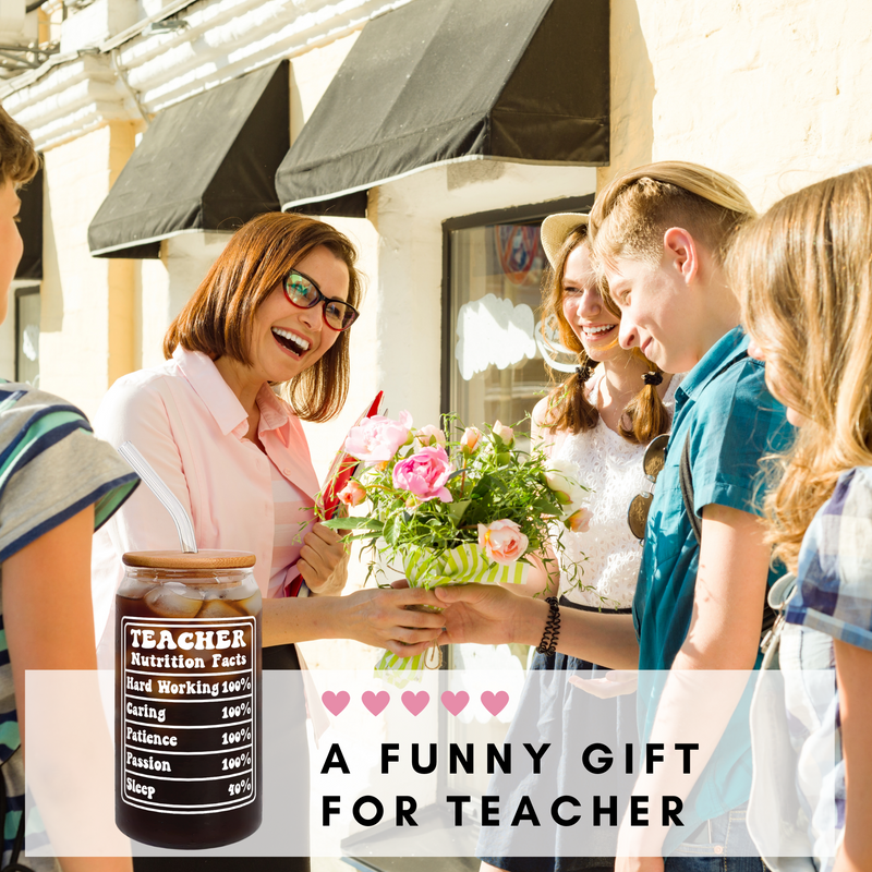 Teacher Appreciation Gifts - Funny Teacher Gifts for Women - Teacher Gifts for Christmas, Back to School Teacher Gift - 16OZ Can Glass