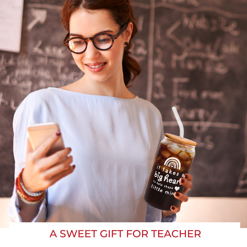 Teacher Appreciation Gifts - Funny Teacher Gifts for Women - Teacher Gifts for Christmas, Graduation Teacher Gift - New Teacher Gifts - 16OZ Can Glass