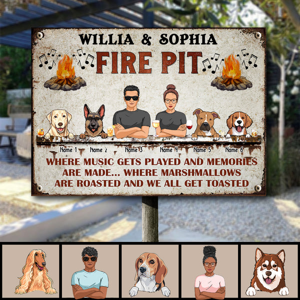 Pawzity Metal Camping Signs, Gifts For Dog Lovers, Fire Pit Wher Music Get Played Personalized Camping Signs