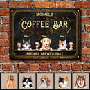 Pawzity Metal Coffee Bar Sign, Gifts For Pet Lovers, Freshly Brewed Daily Vintage Signs