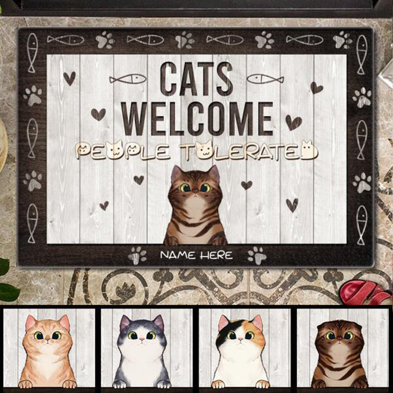 ﻿Pawzity Custom Mat, Gifts For Cat Lovers, Cats Welcome People Tolerated Front Door Mat