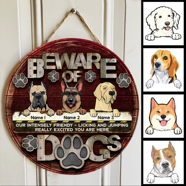 Pawzity Beware Of Dog Sign, Gifts For Dog Lovers, Our Intensely Friendly Licking Jumping Funny Warning Sign , Dog Mom Gifts