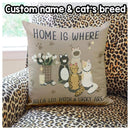 Home Is Where My Cats Are - Vintage Style - Personalized Cat Pillow