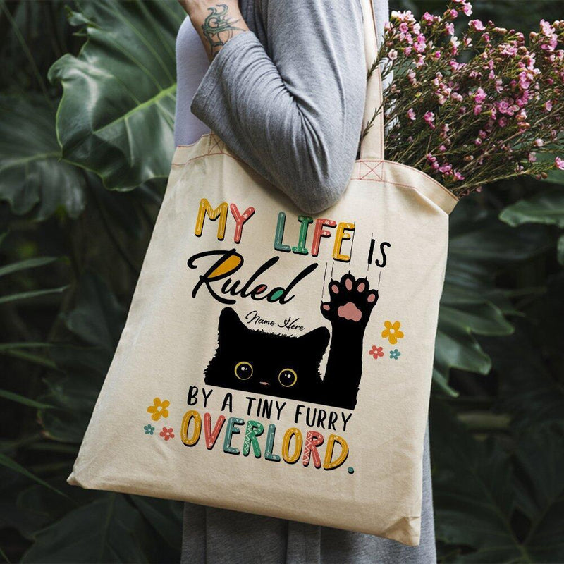 My Life Is Ruled By A Tiny Furry Overlord - Personalized Cat Tote Bag