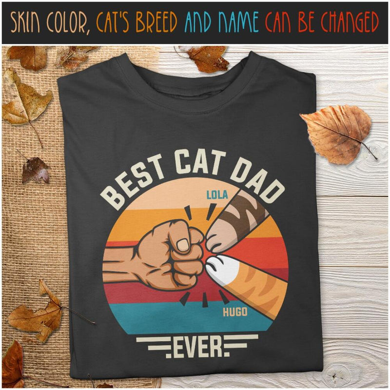 Best Cat Dad Ever - Cat Paws - Personalized Cat Lovers T-shirt