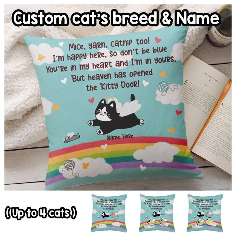 Heaven Has Opened The Kitty Door - Personalized Cat Pillow