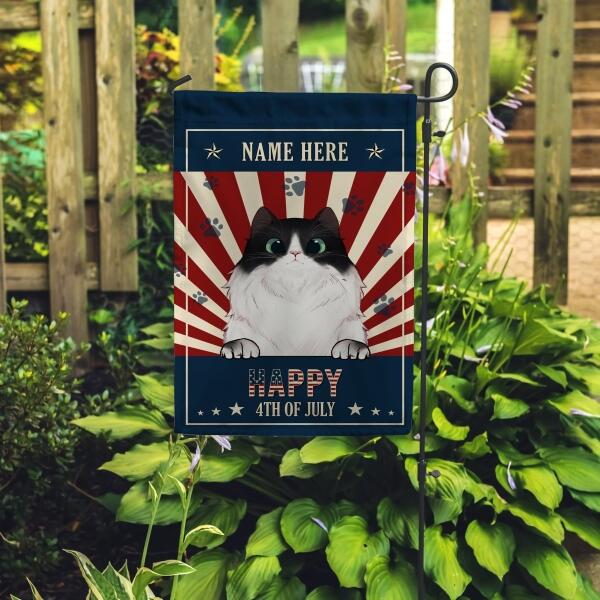 Happy July 4th - Personalized Cat Garden Flag