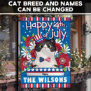 Happy 4th Of July - Patriotic Cats - Personalized Cat Garden Flag
