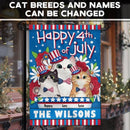 Happy 4th Of July - Patriotic Cats - Personalized Cat Garden Flag