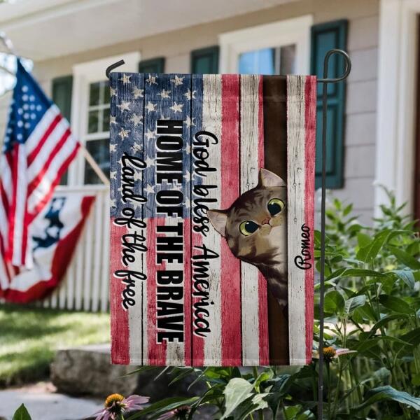 God Bless America - Personalized Cat Garden Flag