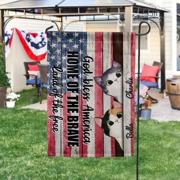 God Bless America - Personalized Cat Garden Flag