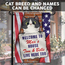 Welcome To My House - USA Flag - Personalized Cat Garden Flag